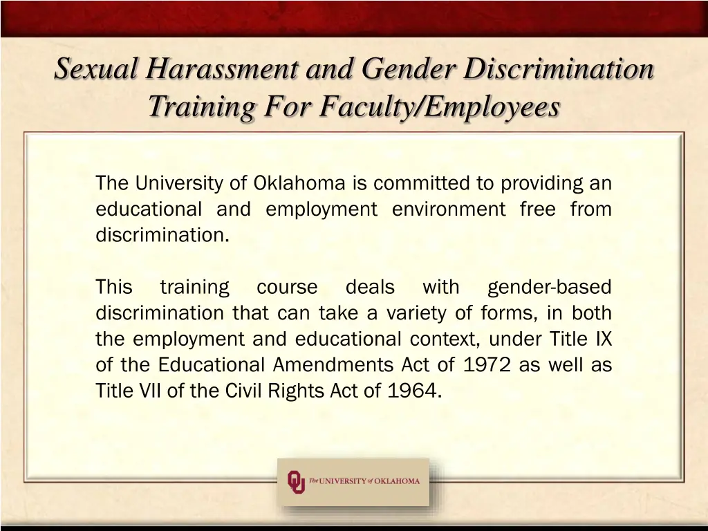 sexual harassment and gender discrimination 1