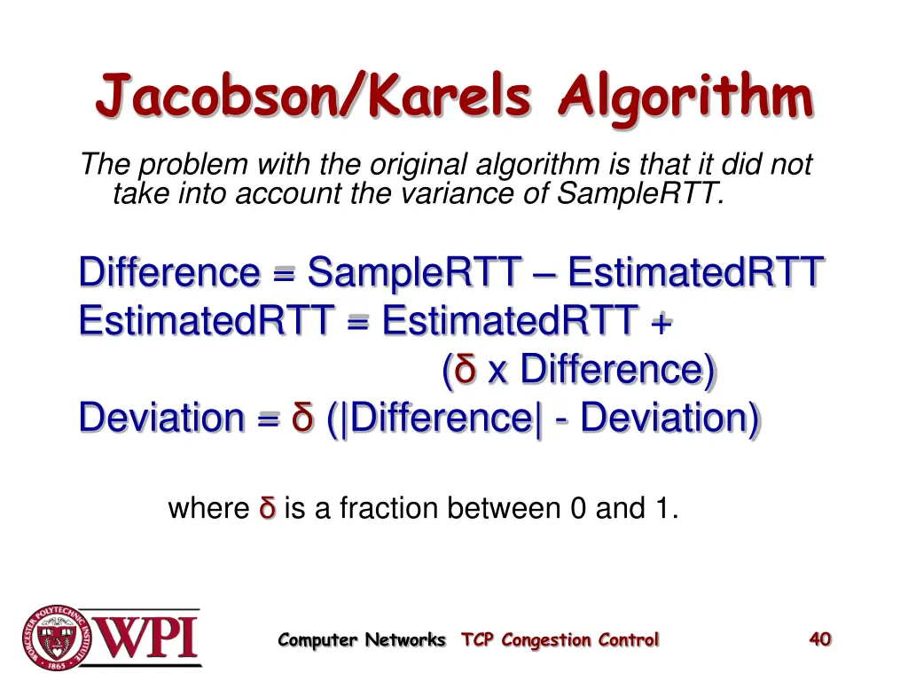 jacobson karels algorithm