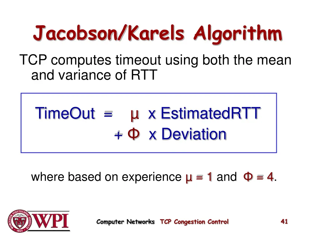 jacobson karels algorithm tcp computes timeout