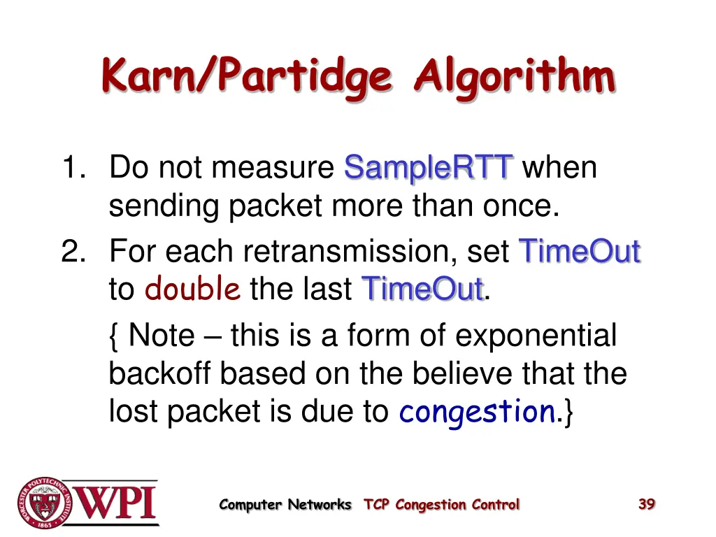 karn partidge algorithm 1