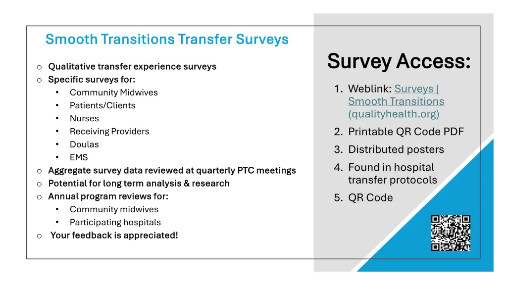smooth transitions transfer surveys smooth