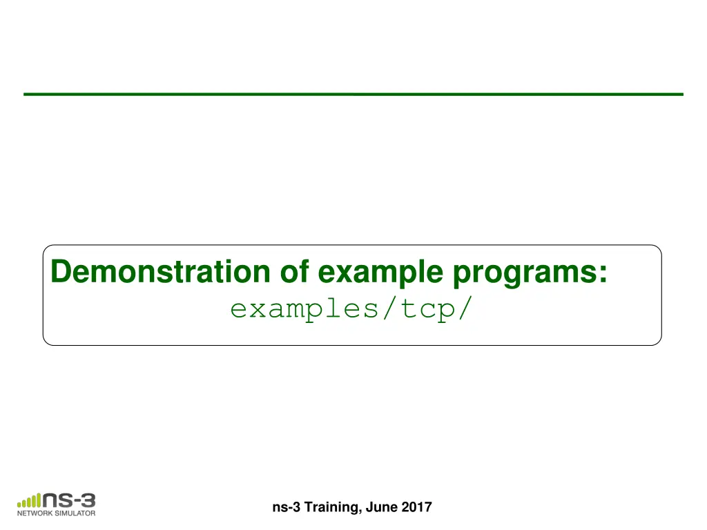demonstration of example programs examples tcp