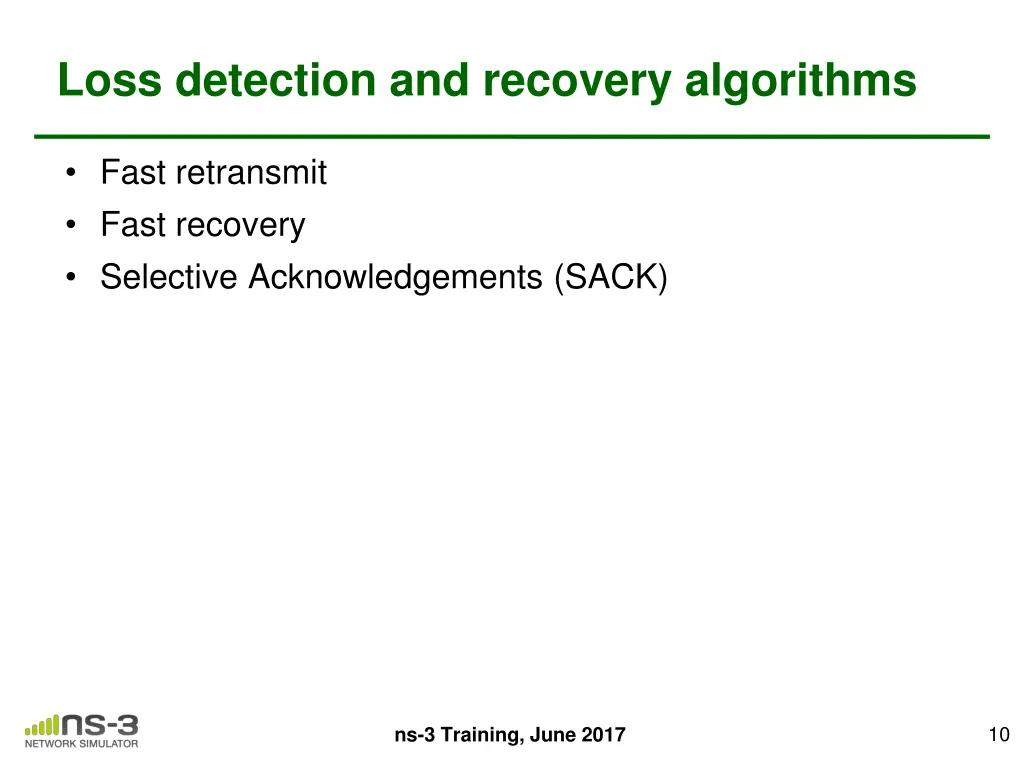 loss detection and recovery algorithms
