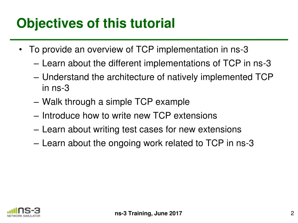 objectives of this tutorial