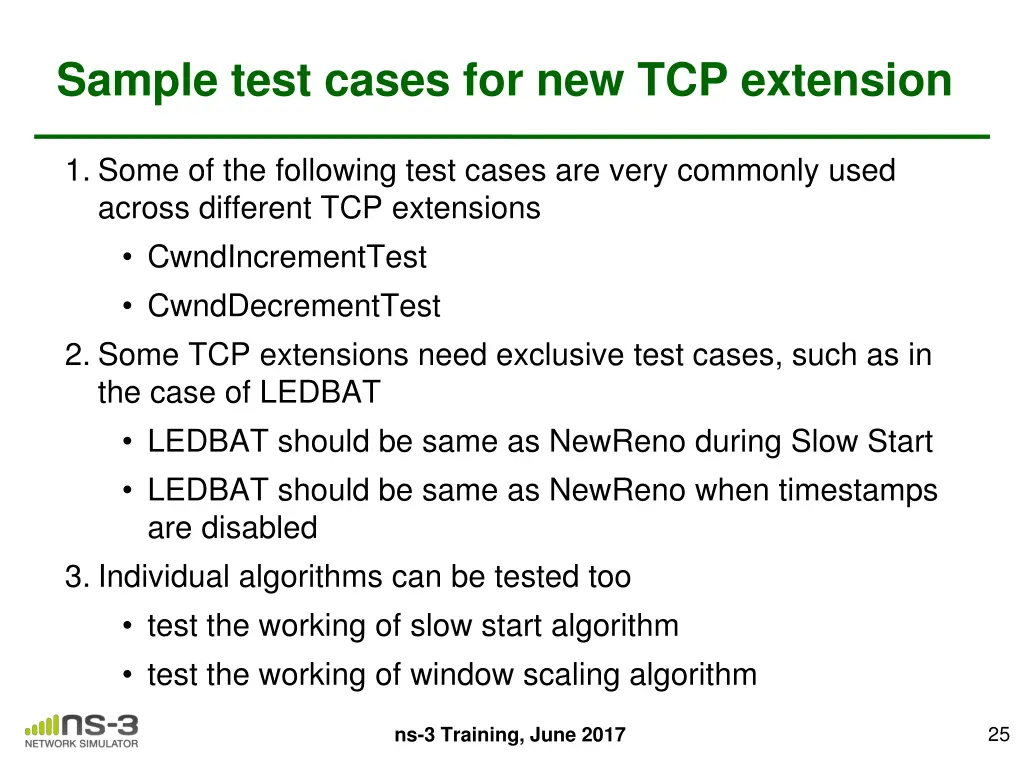 sample test cases for new tcp extension 1