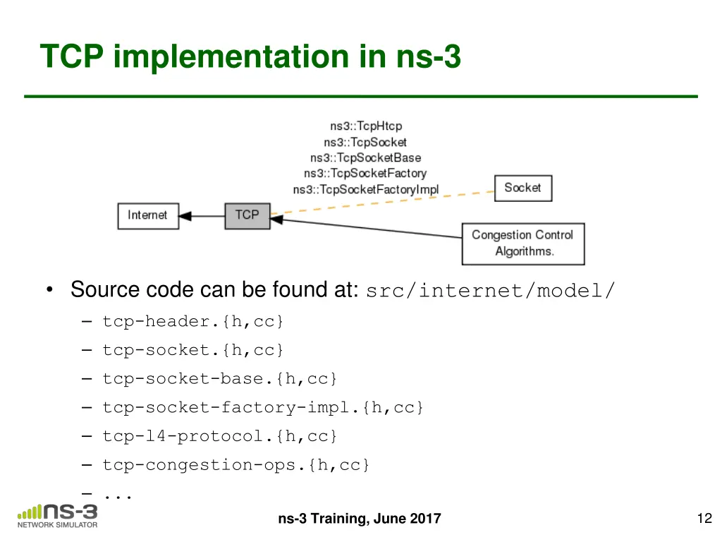 tcp implementation in ns 3