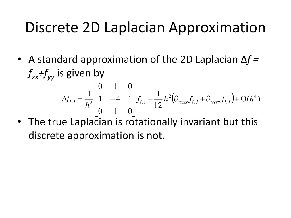 discrete 2d laplacian approximation