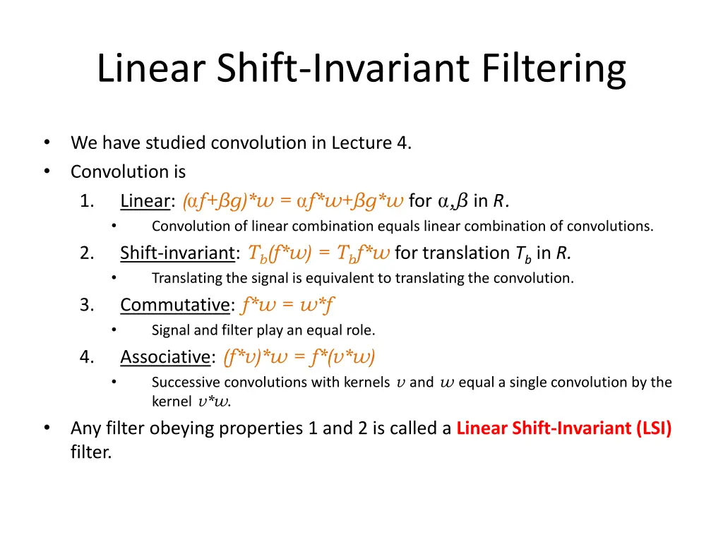 linear shift invariant filtering