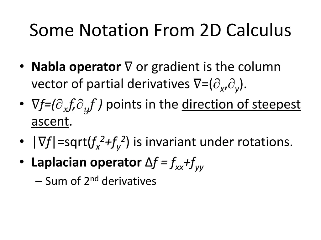 some notation from 2d calculus 1