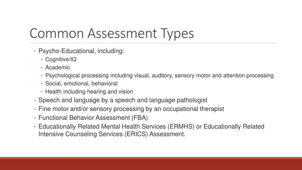 common assessment types
