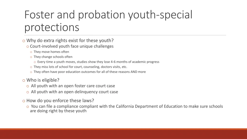 foster and probation youth special protections