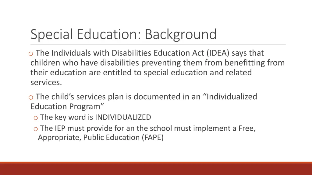special education background