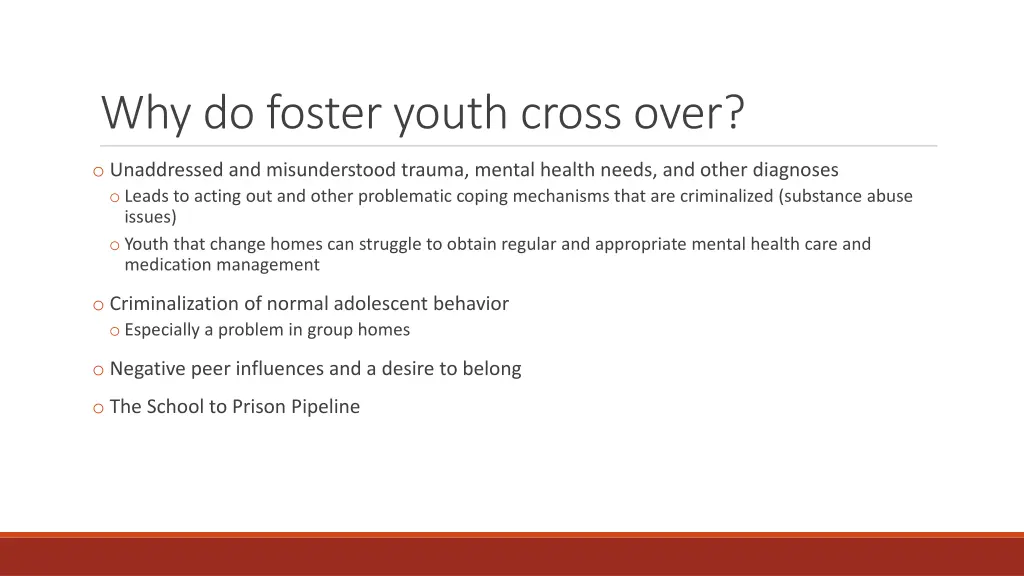 why do foster youth cross over