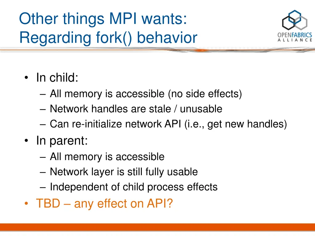 other things mpi wants regarding fork behavior
