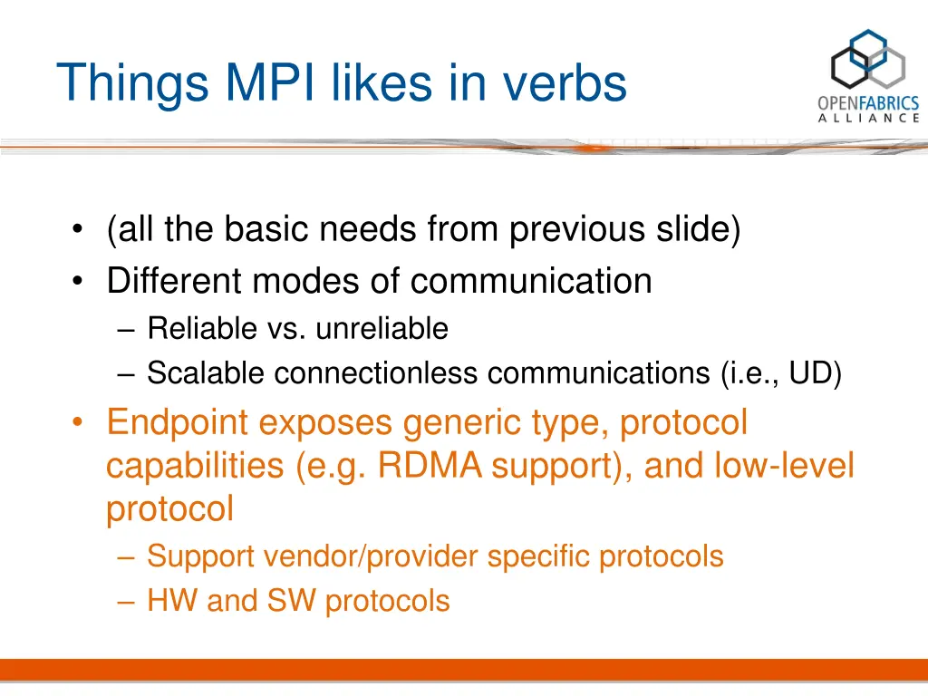 things mpi likes in verbs
