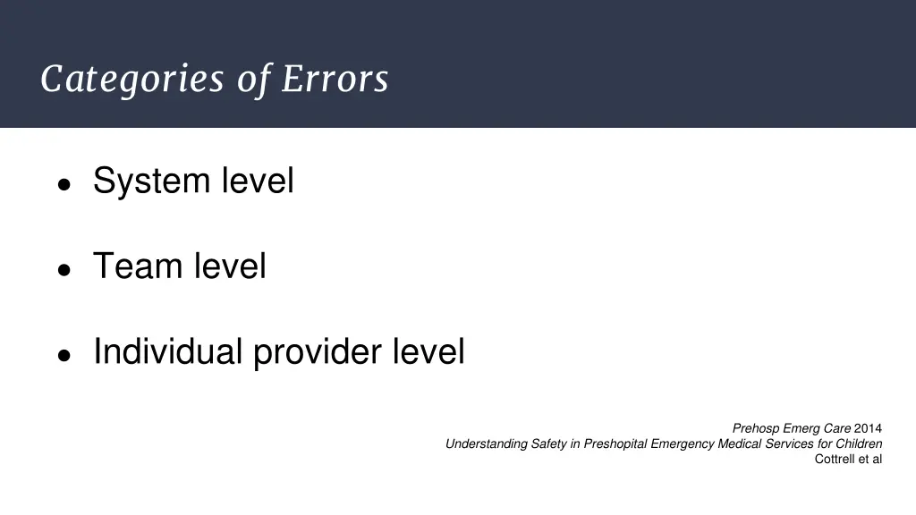 categories of errors