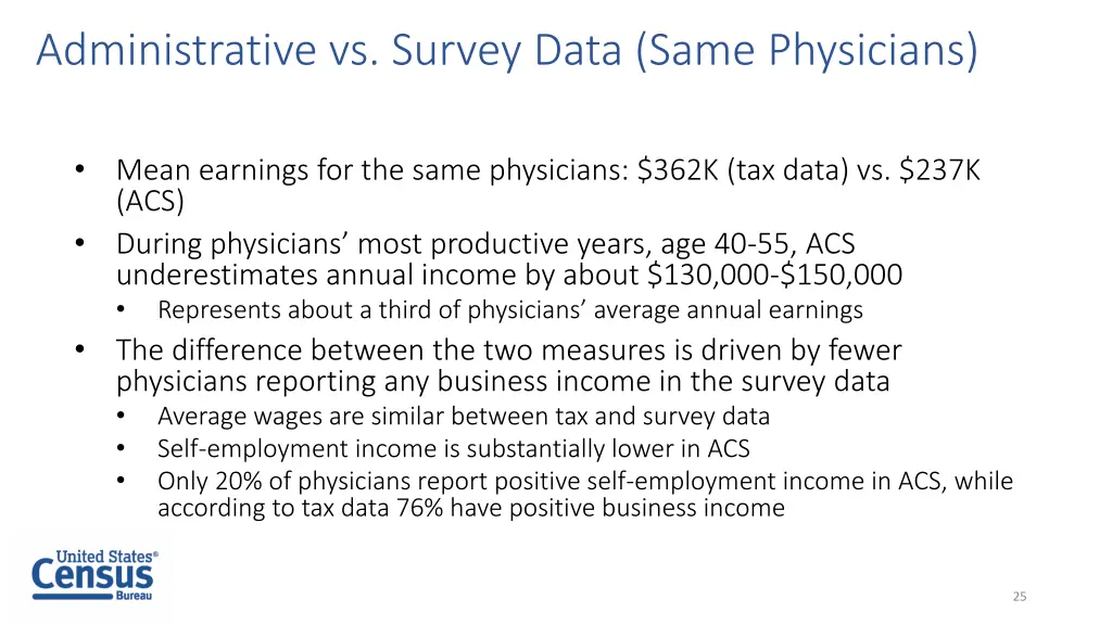 administrative vs survey data same physicians 1