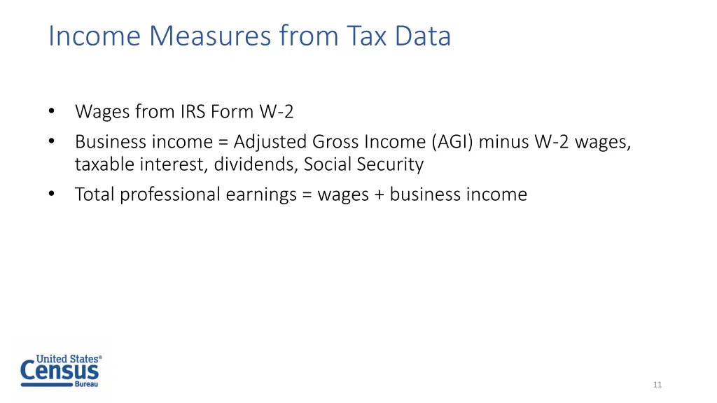 income measures from tax data