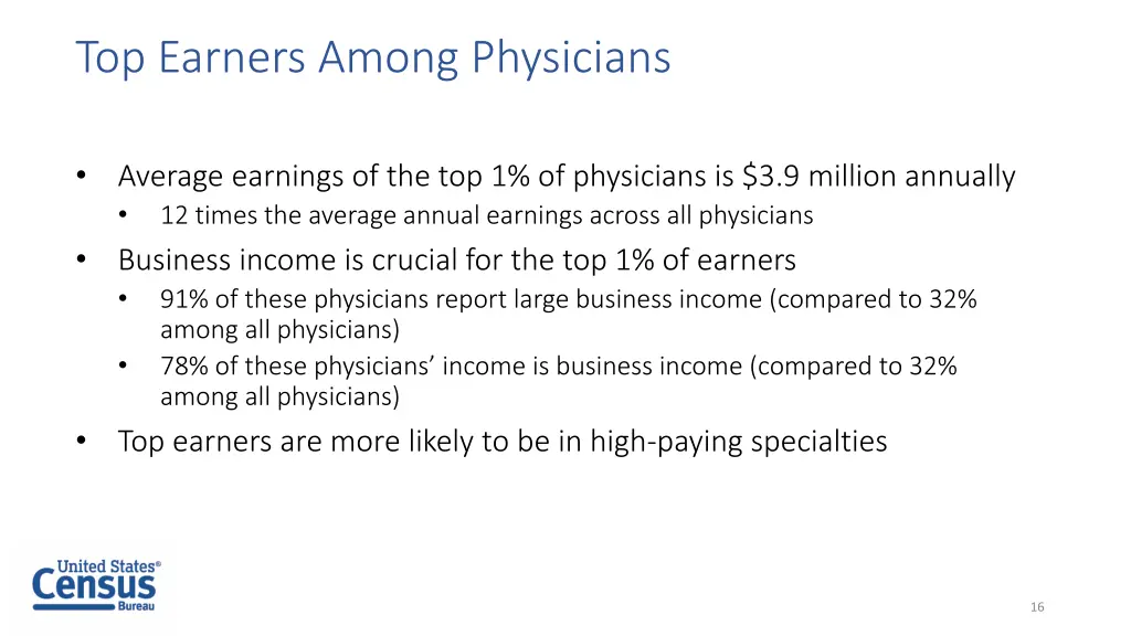 top earners among physicians