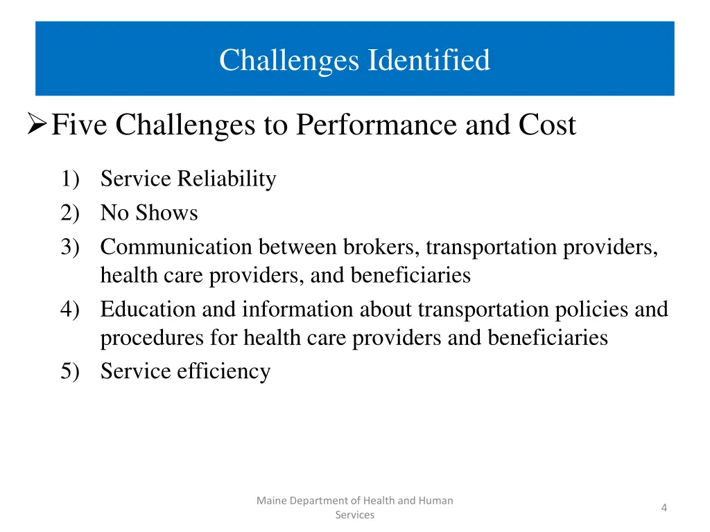 challenges identified