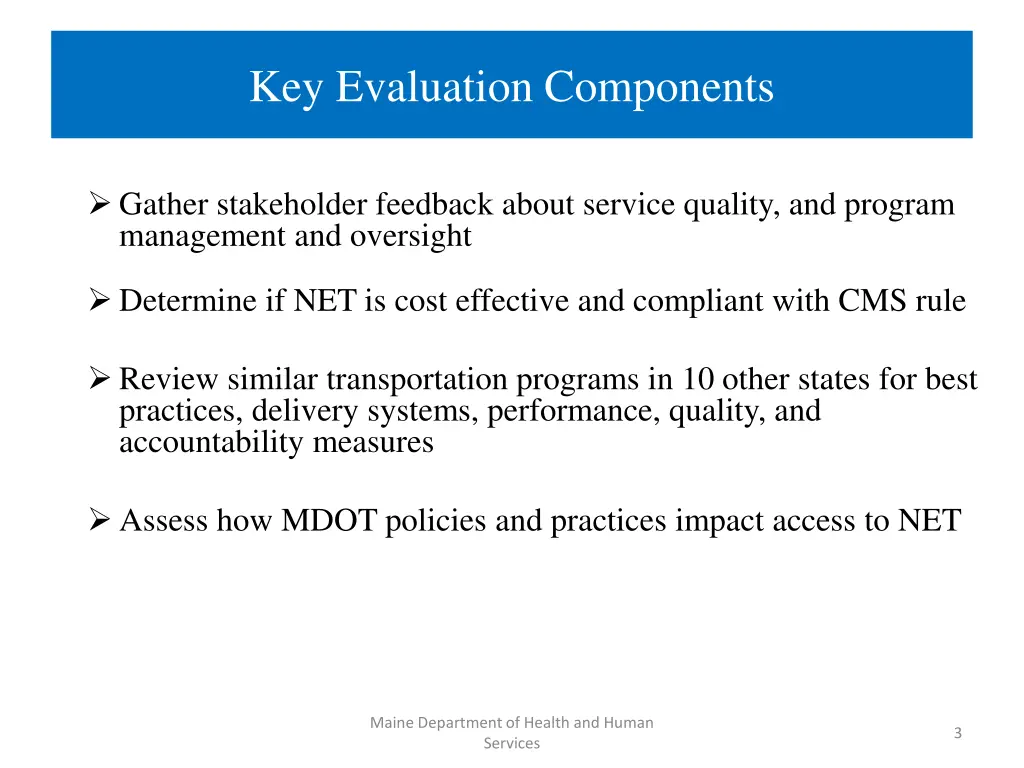 key evaluation components