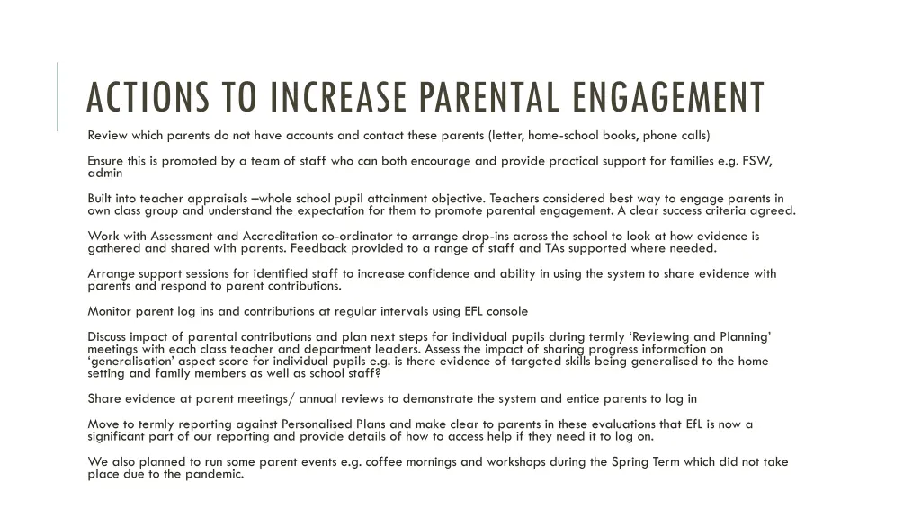 actions to increase parental engagement review