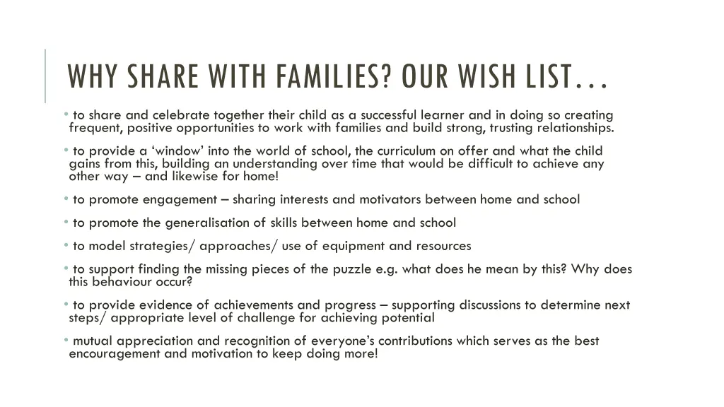 why share with families our wish list