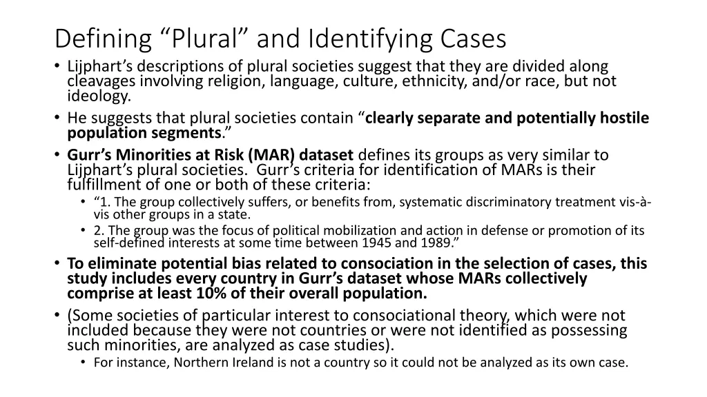 defining plural and identifying cases lijphart