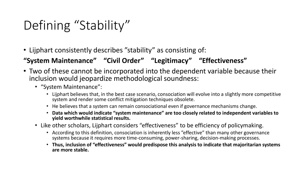 defining stability