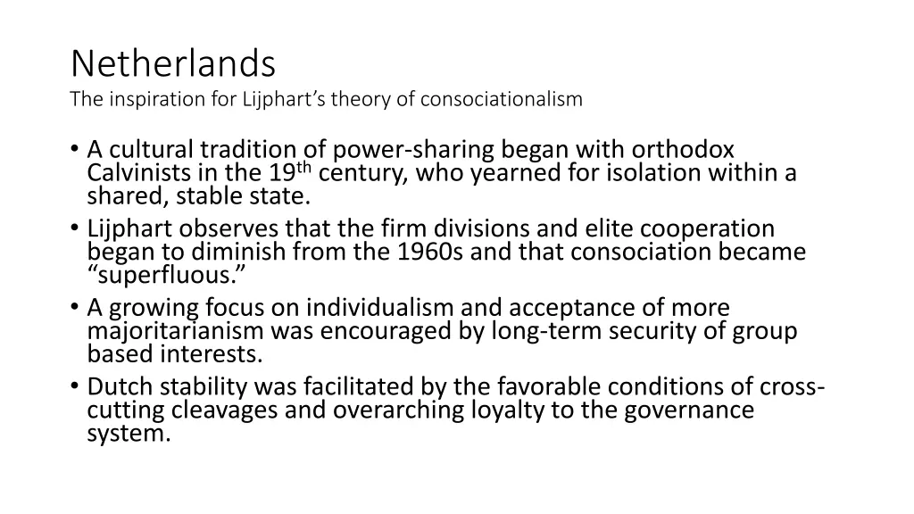 netherlands the inspiration for lijphart s theory
