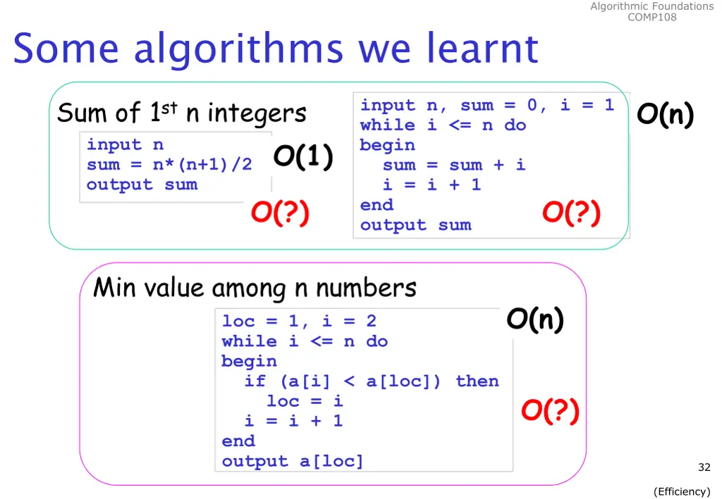 algorithmic foundations comp108 31