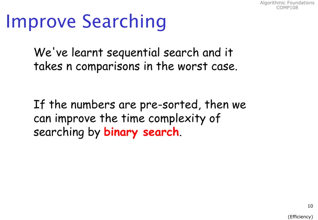 algorithmic foundations comp108 9