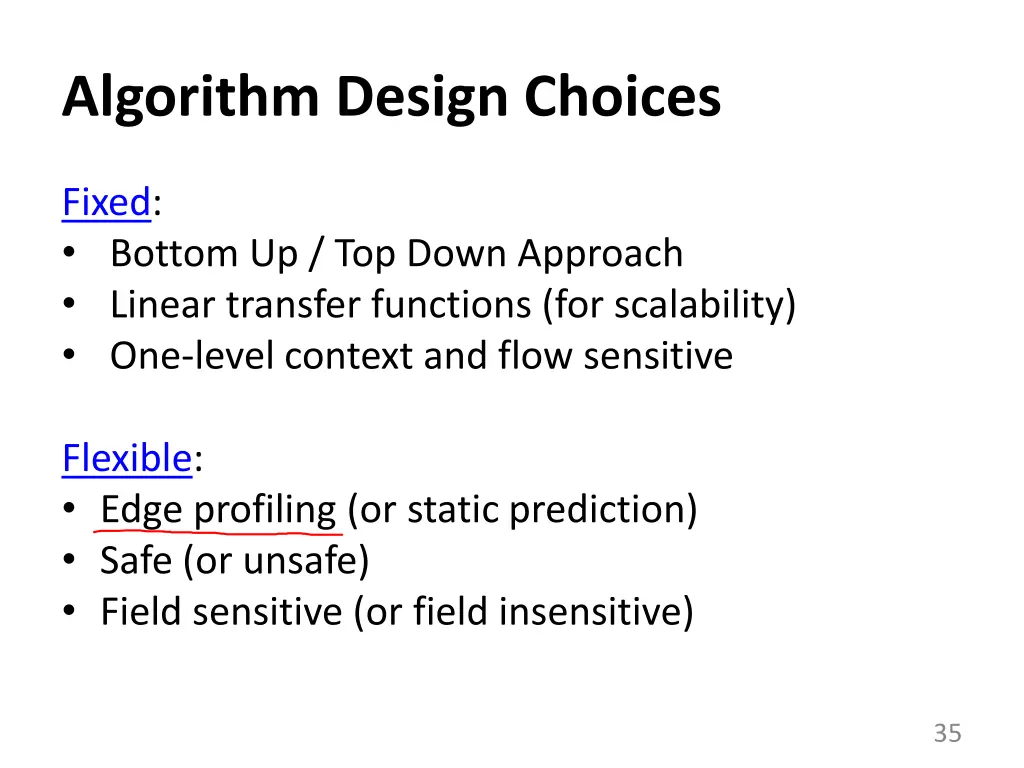 algorithm design choices
