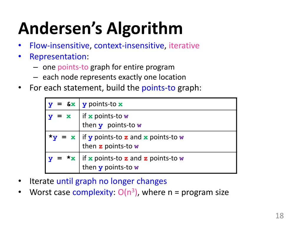 andersen s algorithm flow insensitive context