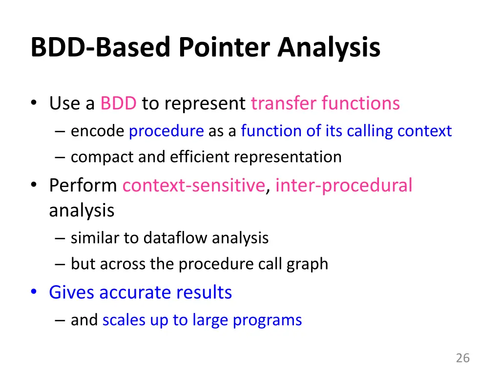 bdd based pointer analysis