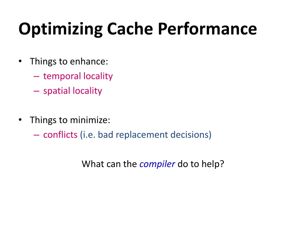 optimizing cache performance