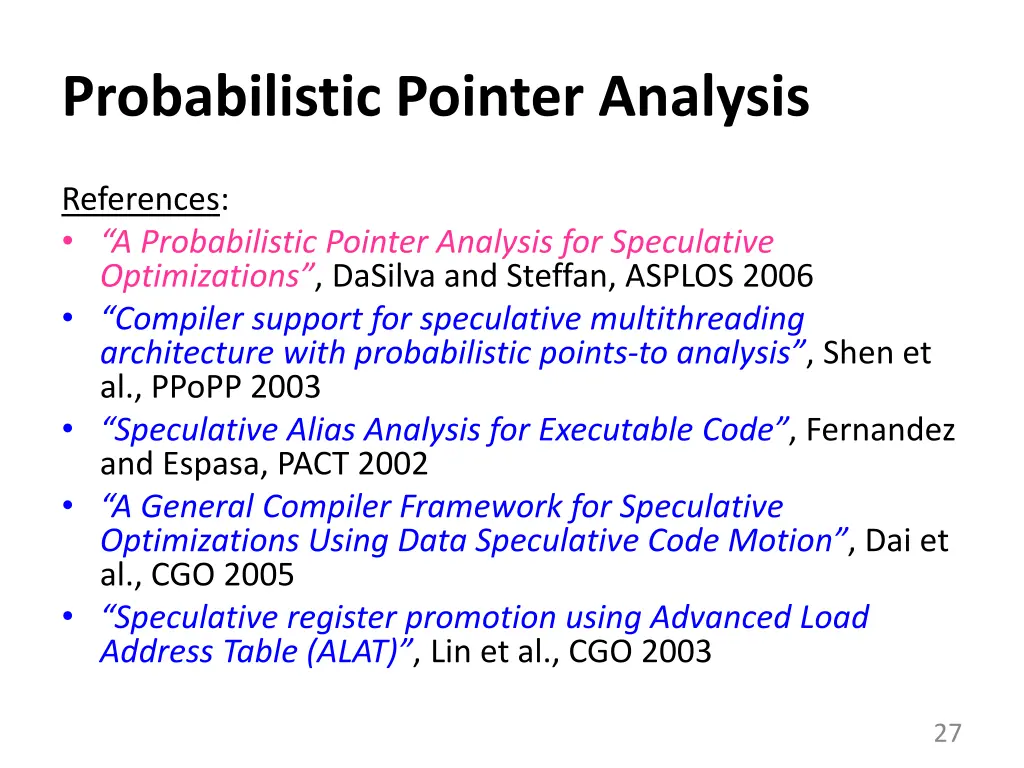probabilistic pointer analysis