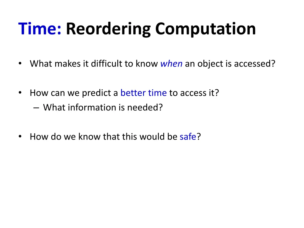 time reordering computation