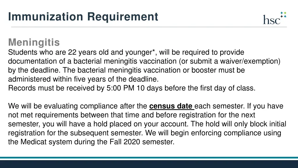 immunization requirement