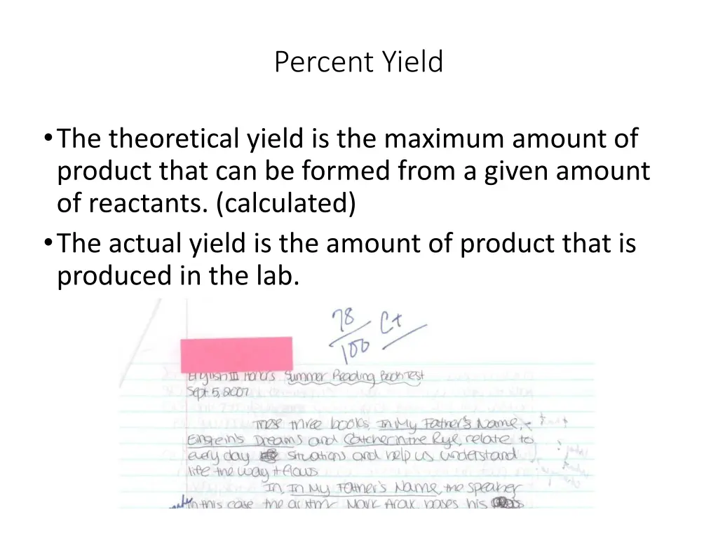 percent yield