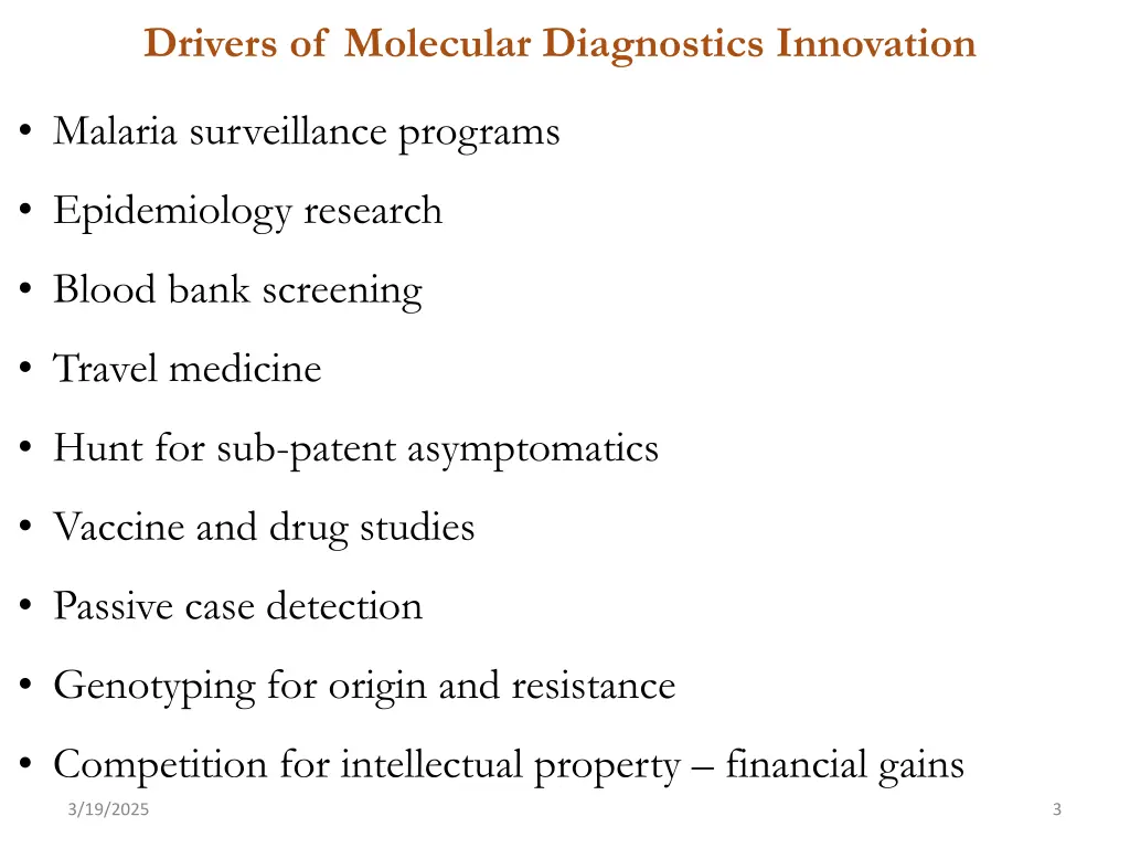 drivers of molecular diagnostics innovation