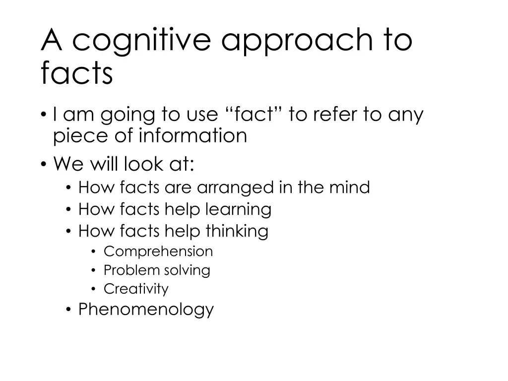 a cognitive approach to facts