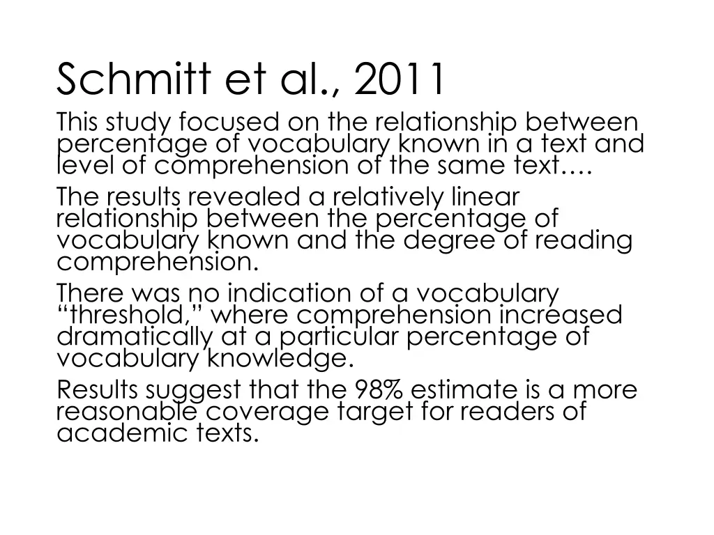 schmitt et al 2011 this study focused