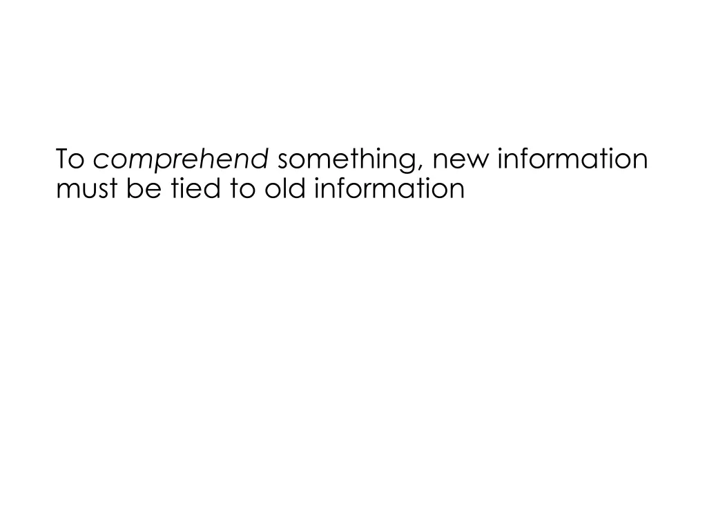 to comprehend something new information must