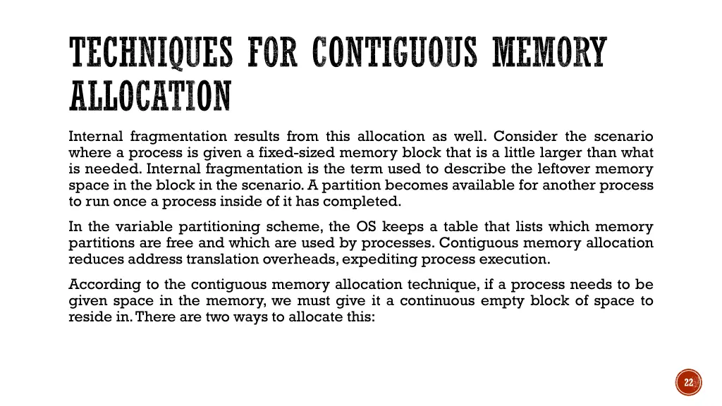 techniques for contiguous memory allocation 1