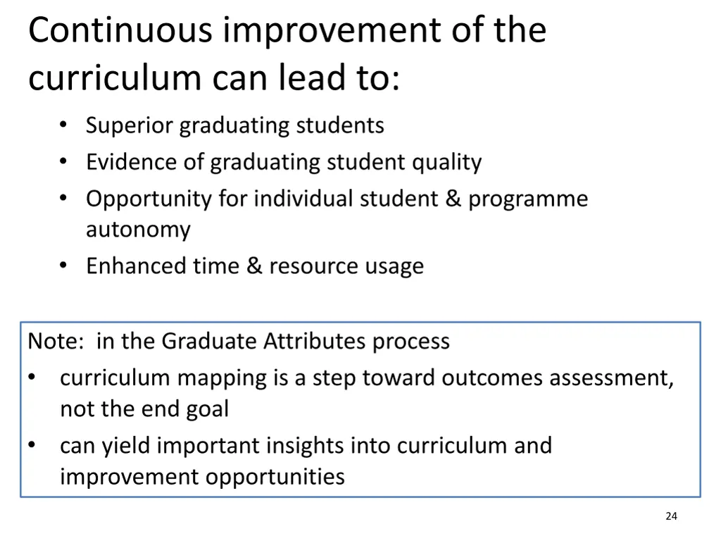 continuous improvement of the curriculum can lead