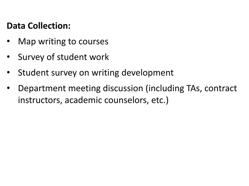 data collection map writing to courses survey