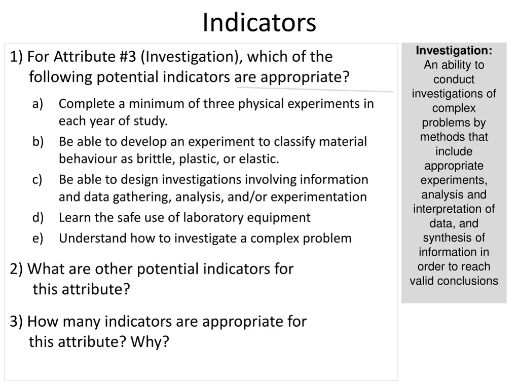 indicators