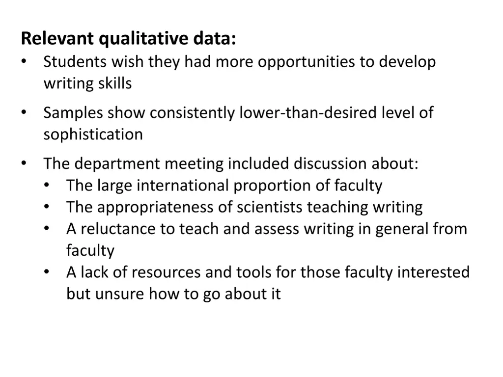 relevant qualitative data students wish they