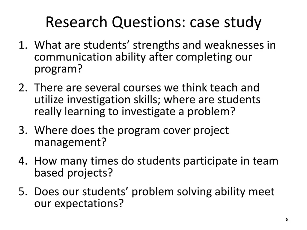 research questions case study